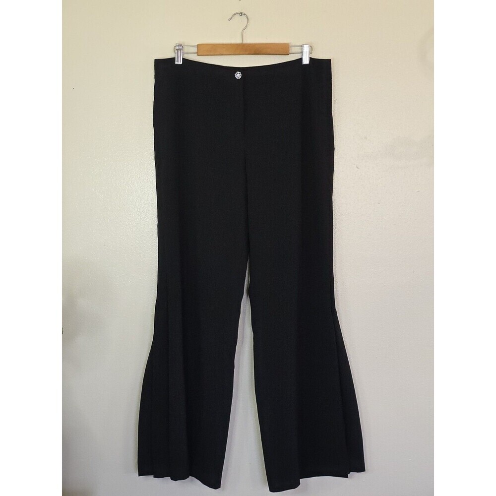 Versailles Wide Leg Dress Pants Womens Size 14 Black Side Slit - Picture 2 of 9